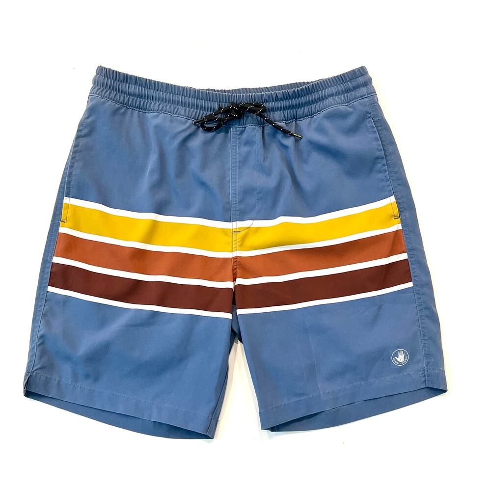 Mens Board Shorts by Body Glove - Blue Retro Stripe Swim Trunks - Sz Med - NWOT